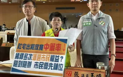 市議員張玉嬿、謝志忠、王立任、黃守達要求社宅申請門檻配套措施都應有本市市民優先序位,保障市民權益