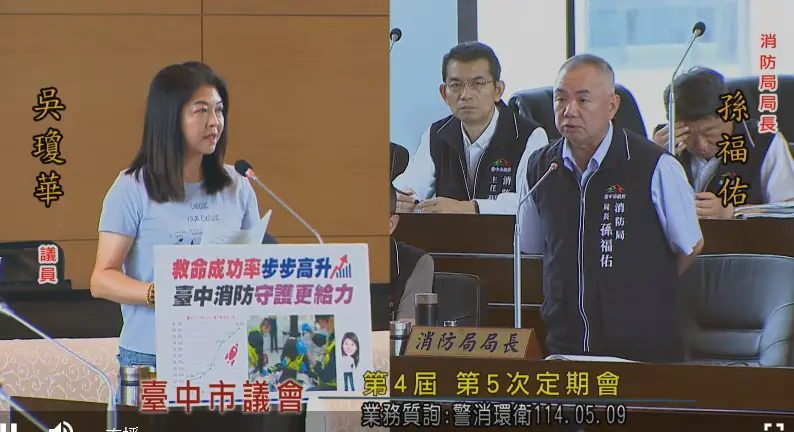 市議員吳瓊華肯定台中急救成效 呼籲延續補助計畫提升救護能量邁向全國第一