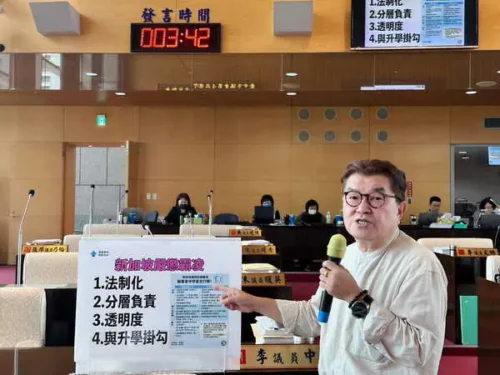 市議員李中建議台灣應效法新加坡的模式