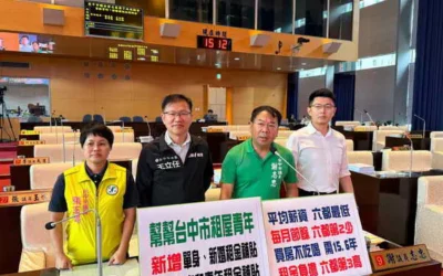 台中市議員謝志忠、王立任、張玉嬿、黃守達聯合質詢幫幫台中市租屋青年 新增單身、新婚租金補貼 加碼育兒青年租金補貼平均薪資六都最低