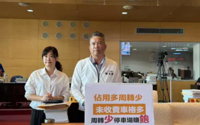 市區畫車格卻不收費 台中市議員陳文政批:長期佔用0周轉率