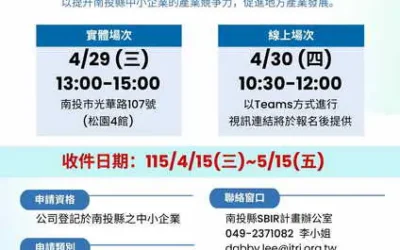 115年度地方型SBIR開跑 南投縣府鼓勵創新研發辦理說明會