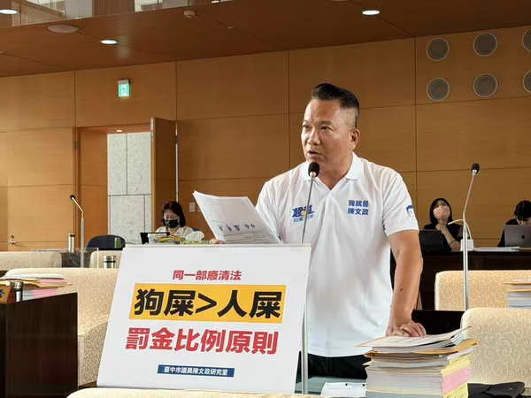 狗便溺罰5400人便溺罰1200 中市議員陳文政籲檢討罰金比例