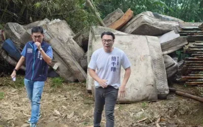 南投市中興新村中興高中後側，虎山步道四日遭人丟棄二十幾床舊床墊
