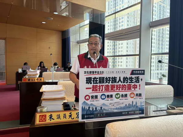 台中市議員朱元宏於市議會總質詢關注社宅原民保障尚未到百分之八 朱元宏