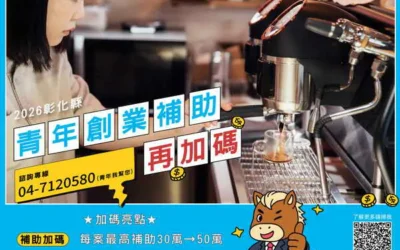 彰化縣青年創業補助再升級 最高補助提高至50萬元