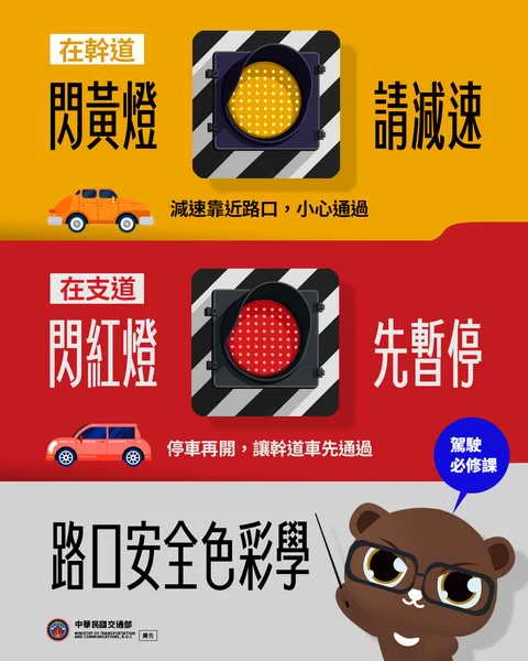 遵守閃光號誌路口之燈號規定