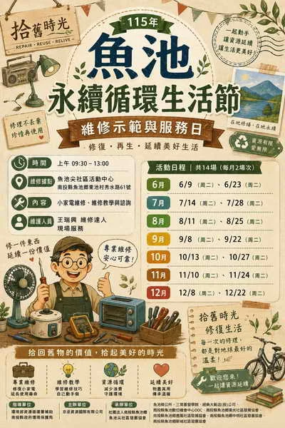 從修繕到交換魚池尖社區推動維修服務與二手市集活動