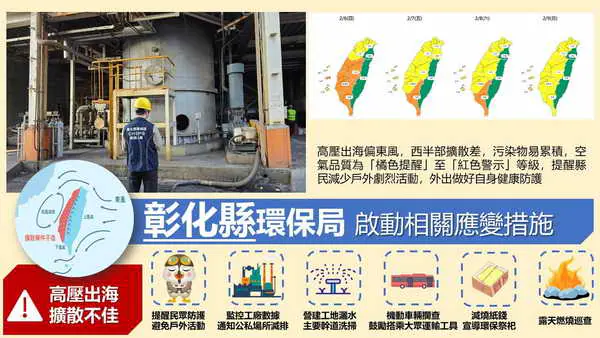 今日大氣擴散環保局已啟動應變並請縣民做好自身健康防護