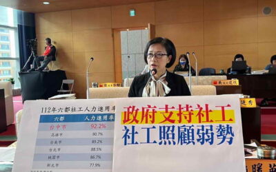 「全台社工流動率達25.8% 台中社工進用率六都最高 朱暖英:政府支持社工 社工維護社安網 才能照顧弱勢」
