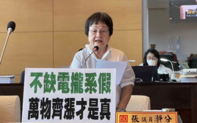 市議員張瀞分指責中央能源政策所造成的缺電危機,讓中部人來承擔