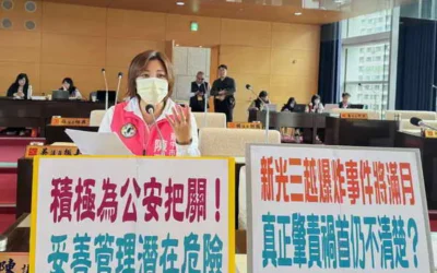 市議員陳雅惠要求市府對於公共場所安全規範執行監督不力，應追究相關責任