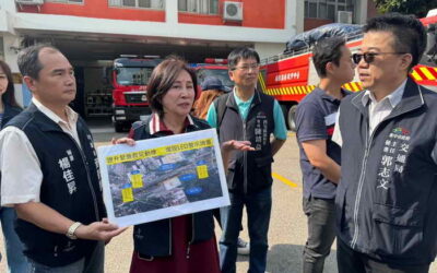 市議員黃馨慧關心救護救災、搶救民眾生命財產分秒必爭與交通、消防、警察局單位現場檢視斷開現場