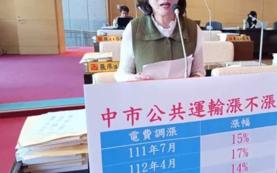 市議員黃馨慧關心電費三年漲四次 台中公共運輸成本大增