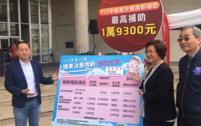 彰化淨零新時代 鼓勵淘汰高齡機車 最高補助近2萬 加碼抽2台電動機車