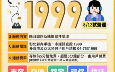 彰化縣1999為民服務專線試營運正式開通