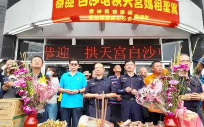 白沙屯媽祖5日進入斗六 警方出動員警與民防隊指揮交通